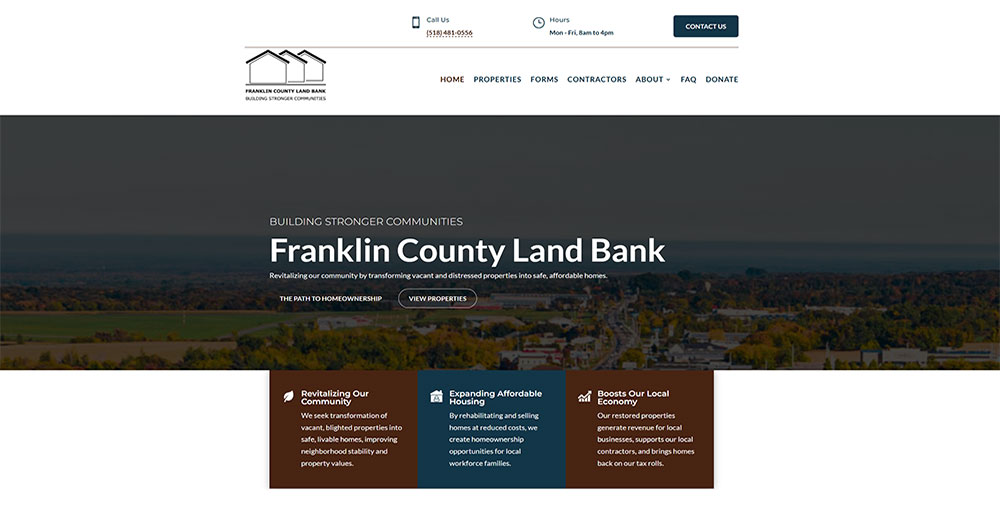 Home page of the Franklin County Land Bank website