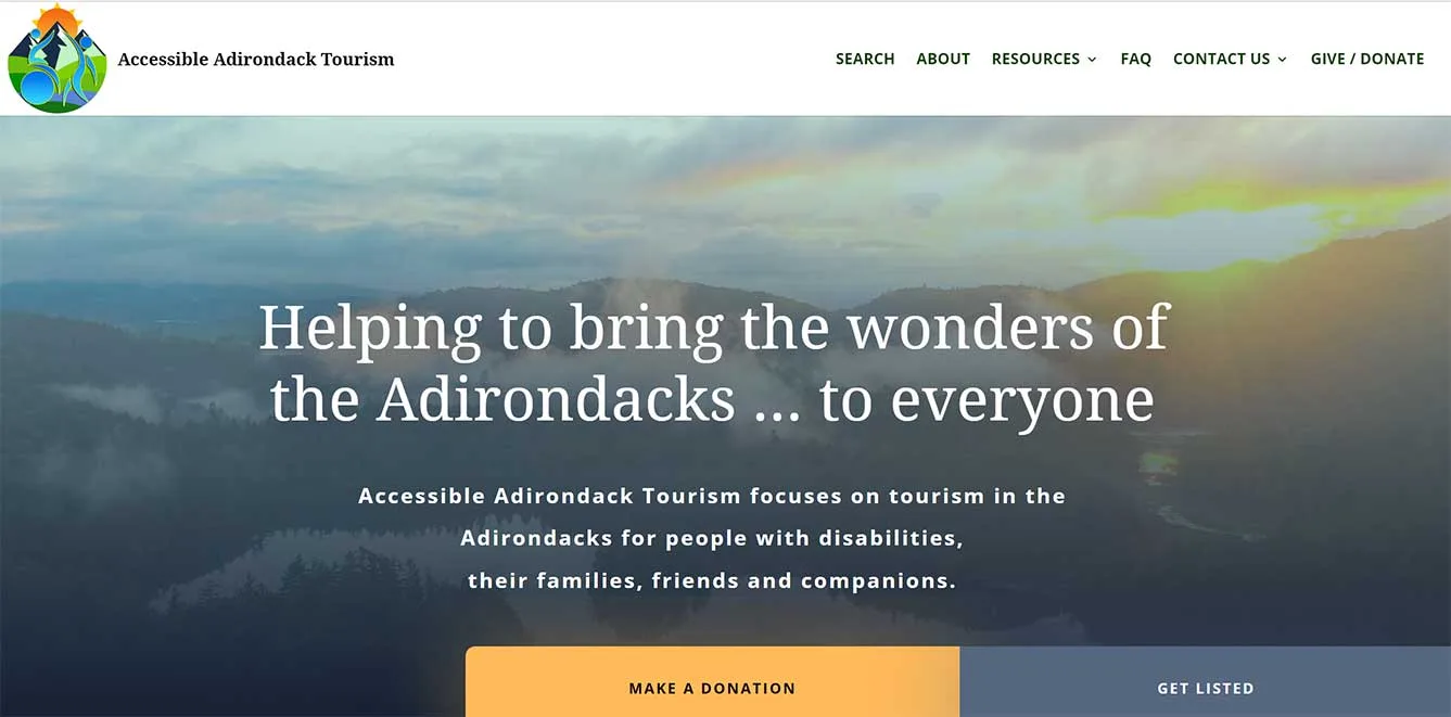 Home page of the Accessible Adirondack Tourism website