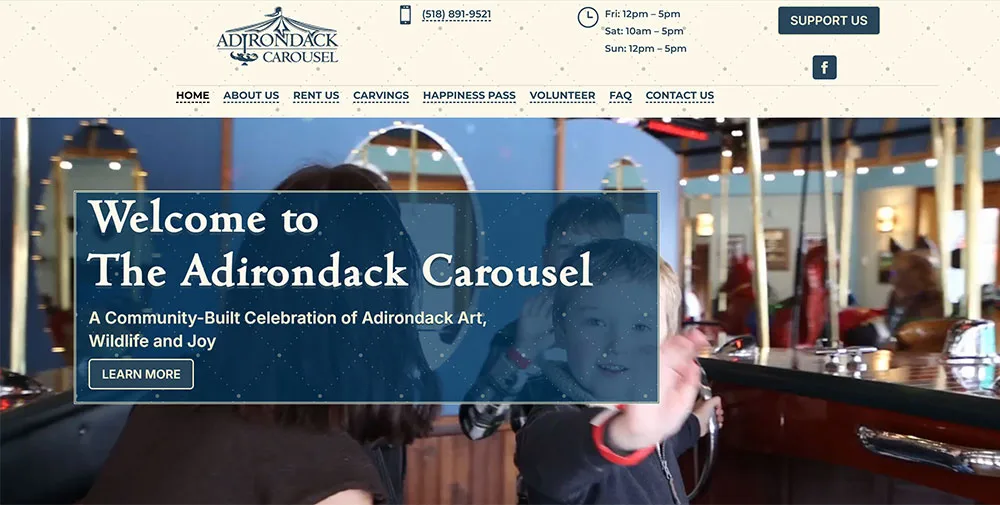 Home page of the Adirondack Carousel website
