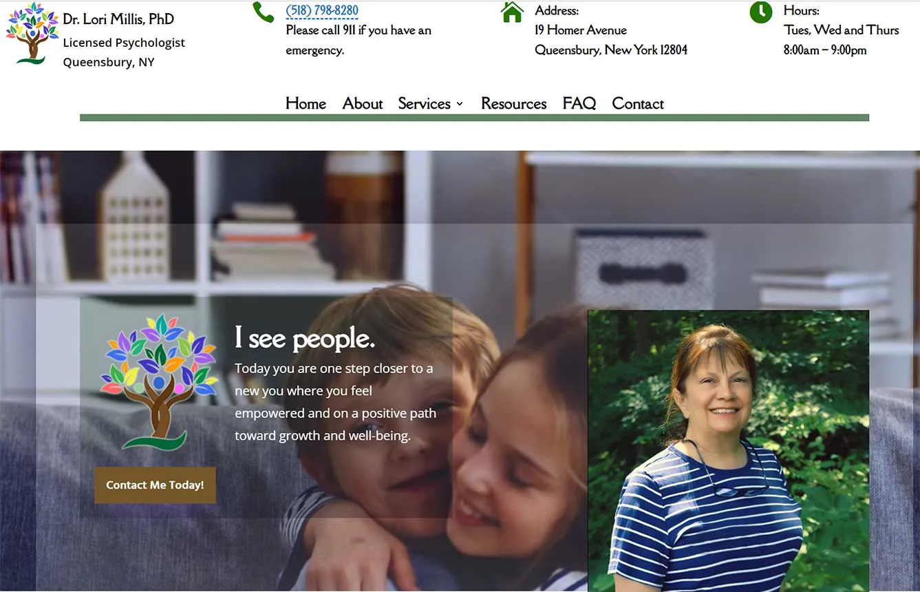 Home page of the Dr. Lori Millis website