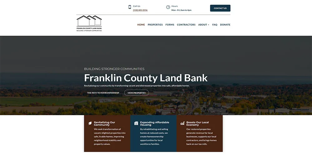 Home page of the Franklin County Land Bank website