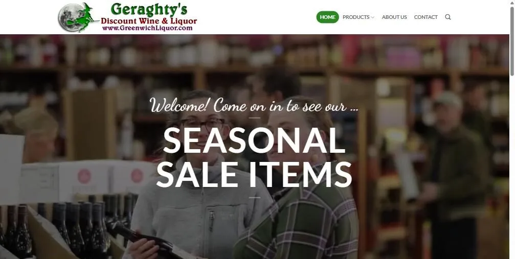 Home page of the Geraghty's Discount Wine & Liquor website