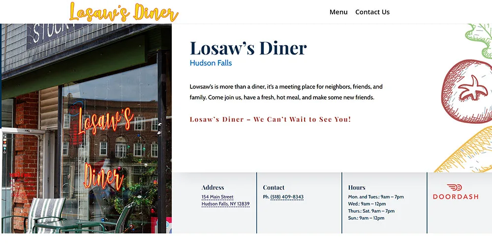 Home page of the Losaw’s Diner website