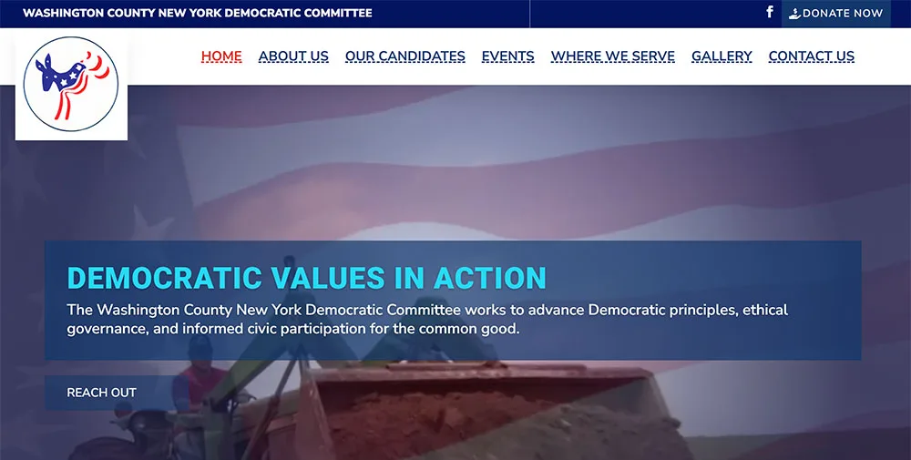 Home page of the Washington County New York Democratic Committee website