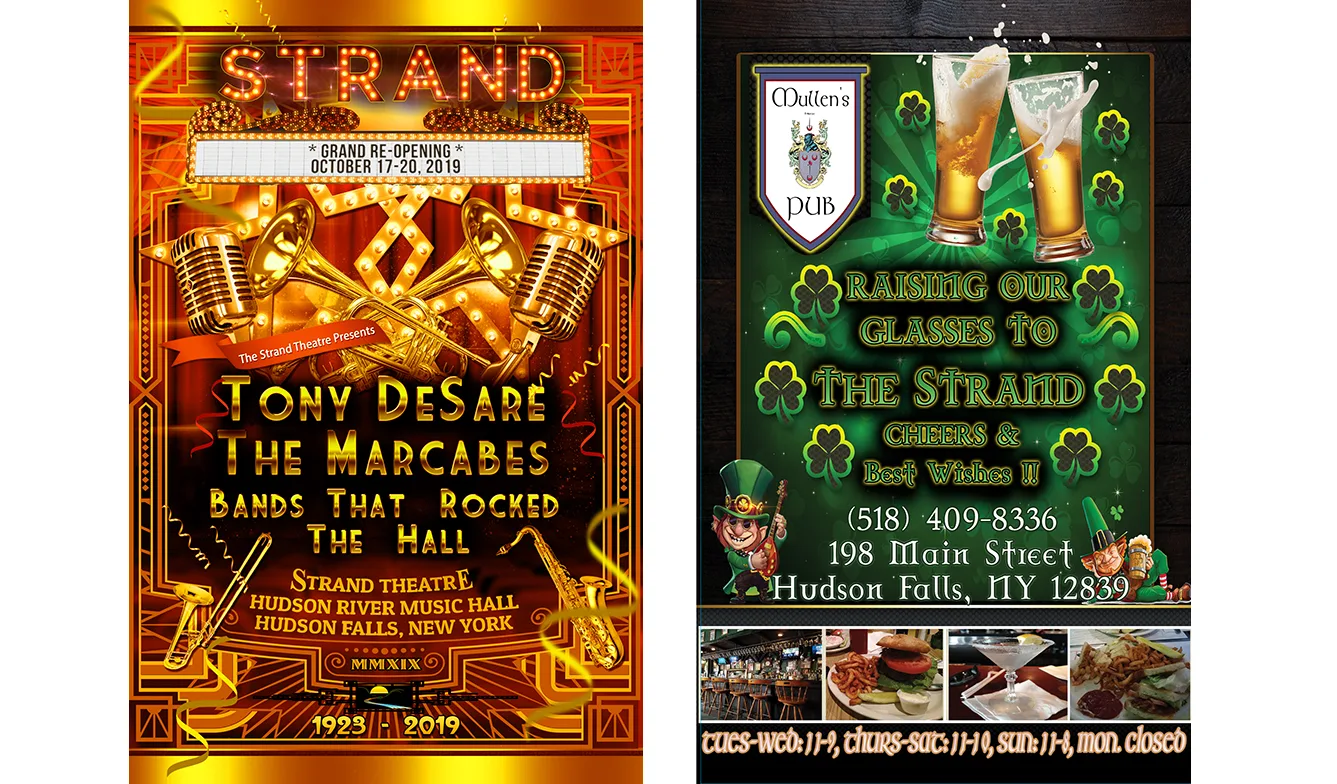 Event posters designed for the Strand Theatre