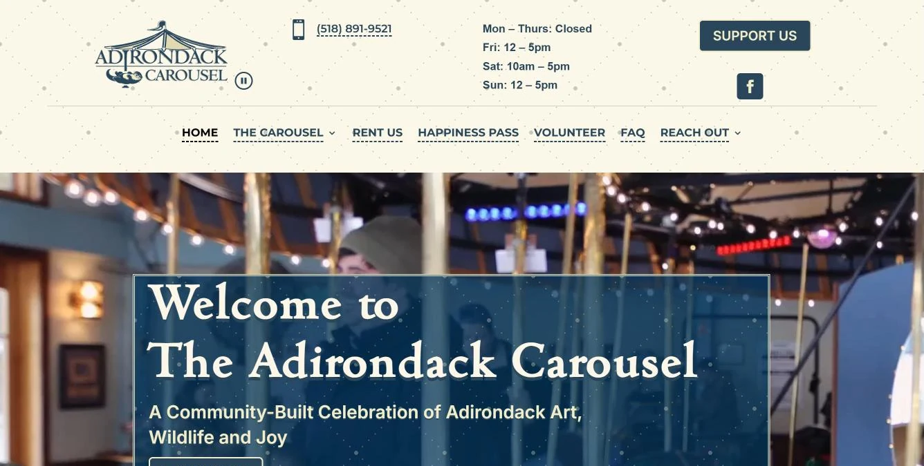 Home page of the Adirondack Carousel website