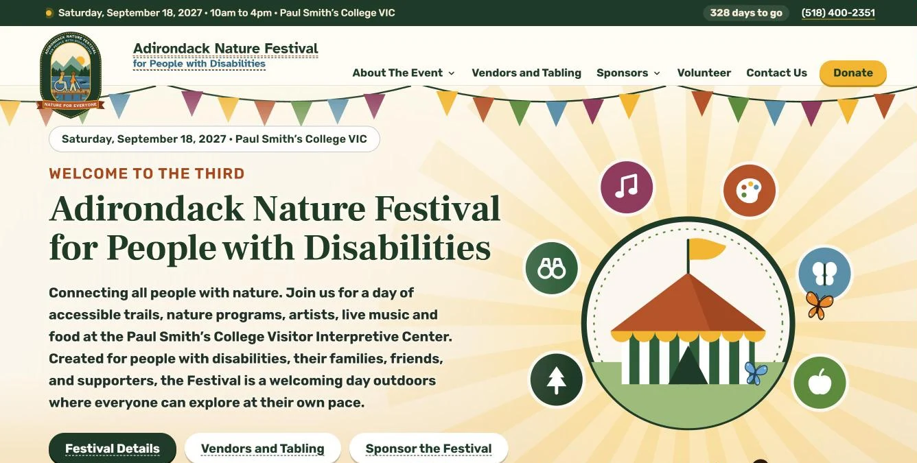 Home page of the Adirondack Nature Festival for People with Disabilities website