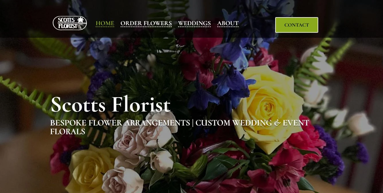 Home page of the Scotts Florist website